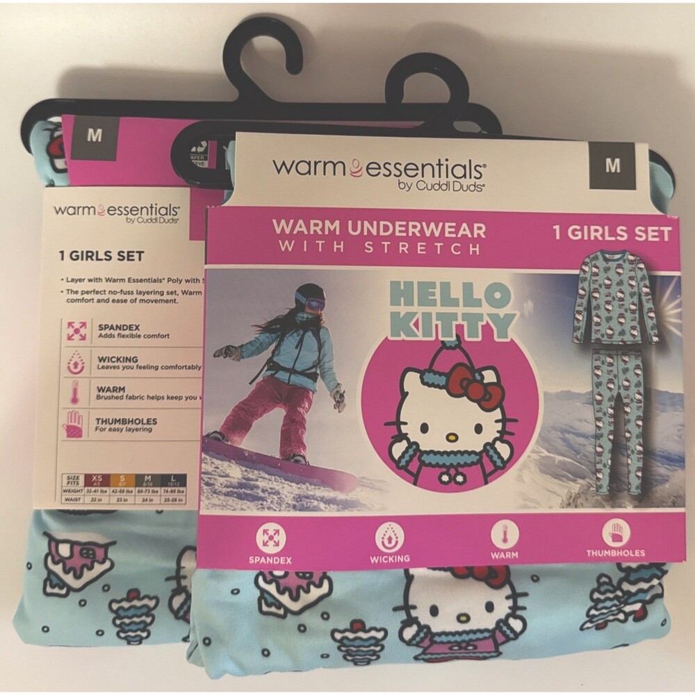 Hello Kitty Cuddle Duds Warm Essentials Lot Of 2 Sets Girls Size Medium 8-10 New